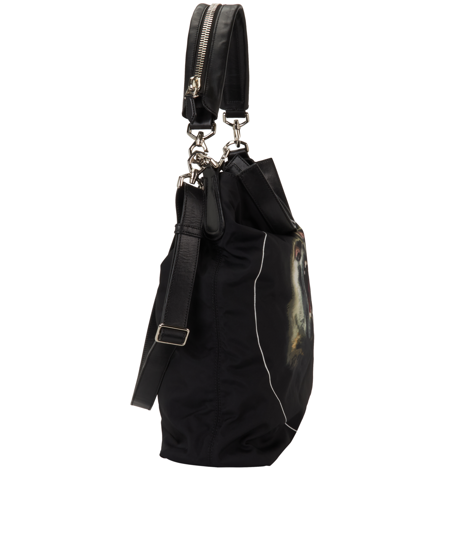 Monkeys Vertical Hobo, &pound;250, Handbags, Black, Nylon, Side view
